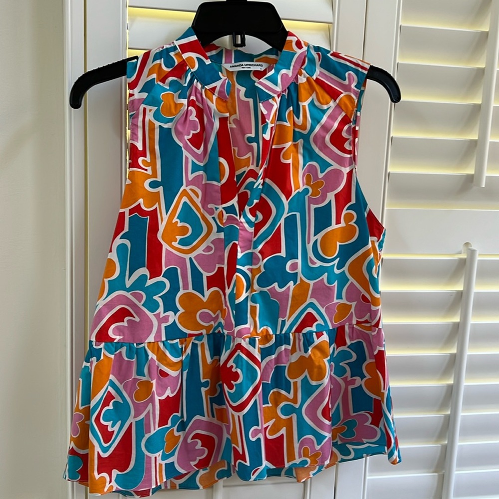 New without tags! Colorful cotton blouse with  peplum bottom